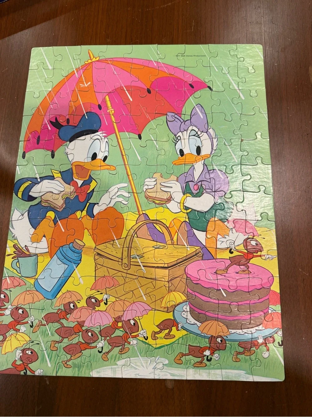 Vintage Whitman 1970s Donald & Daisy Duck Picnic 100-Piece Jigsaw Puzzle